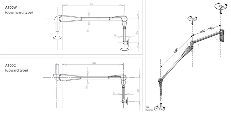 Mounting ARM A100 (Swivel Hinge Arm)